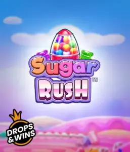 Скриншот игрового автомата Sugar Rush от Pragmatic Play, демонстрирующее разноцветный мир конфет и сладостей. На изображении видны иконки в виде различных сладостей, окруженные сладкой атмосферой. В центре расположен название слота Sugar Rush, подчеркивающий тематику слота.